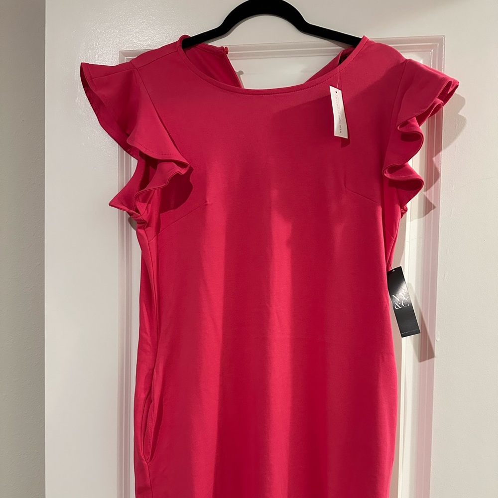 Pink Flutter Sleeve Dress